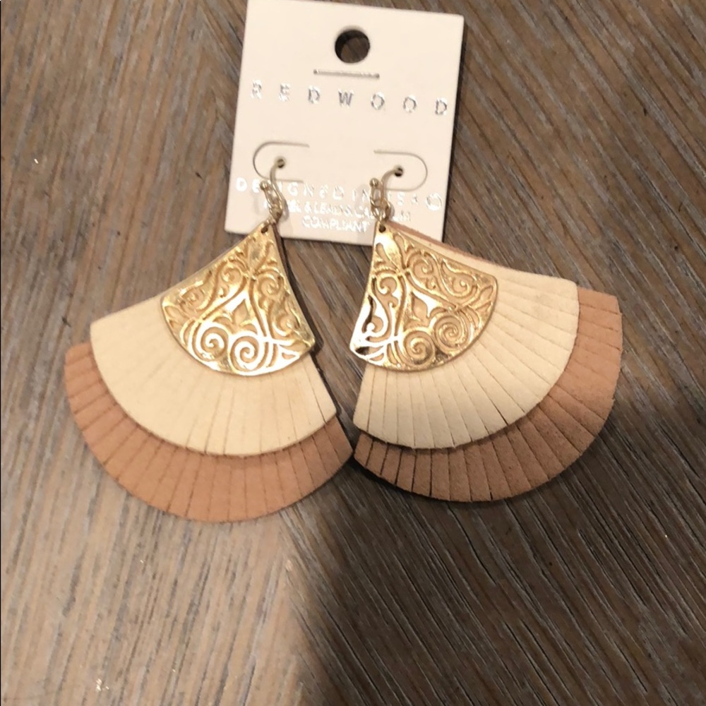 Beige Chandelier Earrings